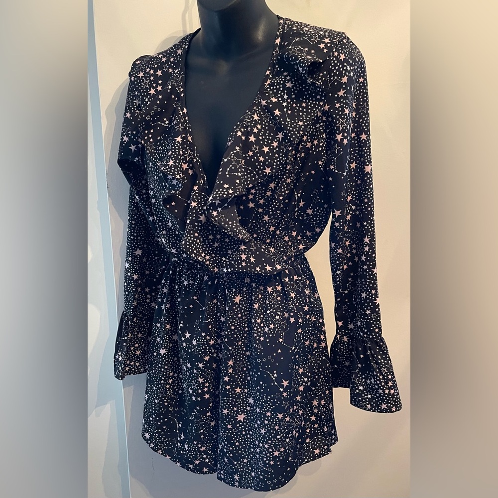 Influence Celestial Starry Black and Pink Romper Size 8